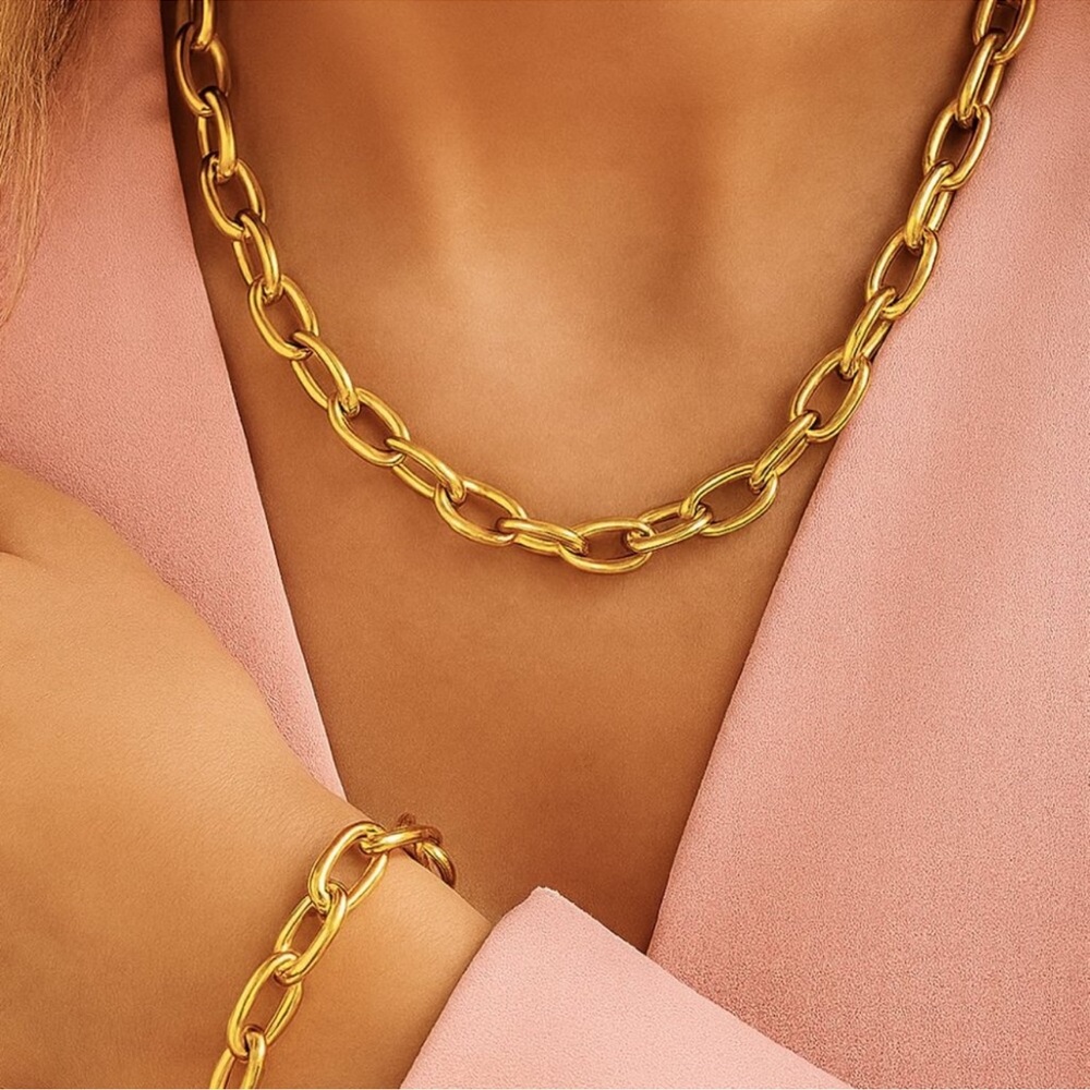 18K SS “Trinity” necklace and bracelet set